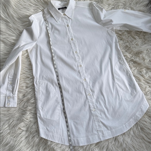 Lafayette 148 New York Long Sleeve Button Down White Shirt Size 12 - Picture 10 of 10